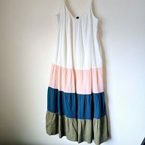 NWT Old Navy Women Midi Cotton Dress XSP Coastal Resort Beach Boho Chic Vacation